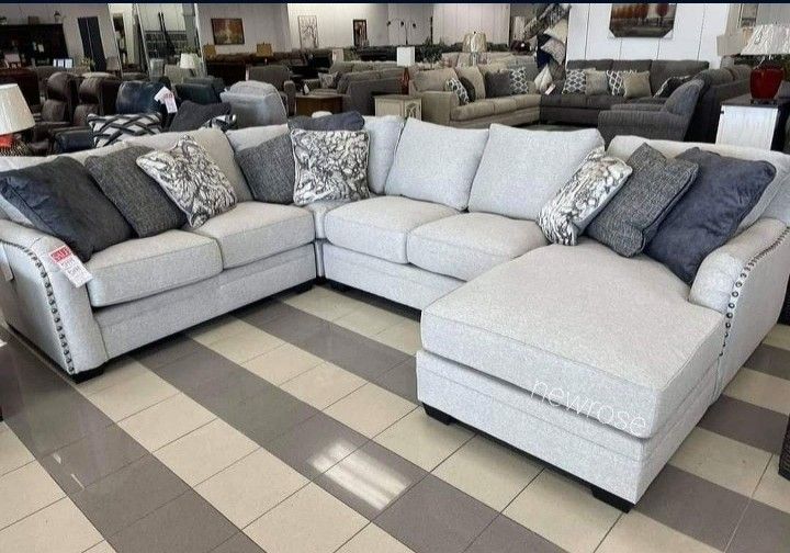 Dellara Chalk 3 Pieces Sectional Couch Same Day Delivery