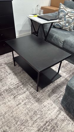 Black coffee table with side end table