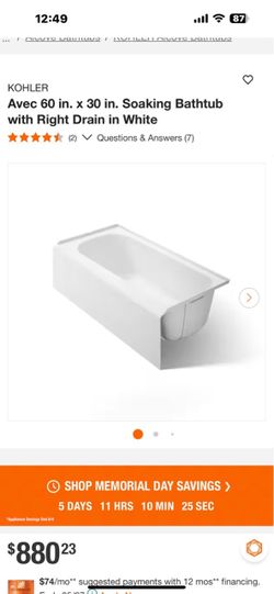 KOHLER BATH TUB