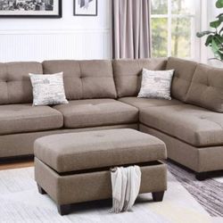 3-pc Sectional Sofa With Storage Ottoman - Brand New