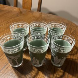 Wedgewood Jeannette Hellenic Jasperware Grecian Drinking Glasses - Set of 6