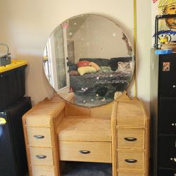 Vintage cane and bamboo dressing table