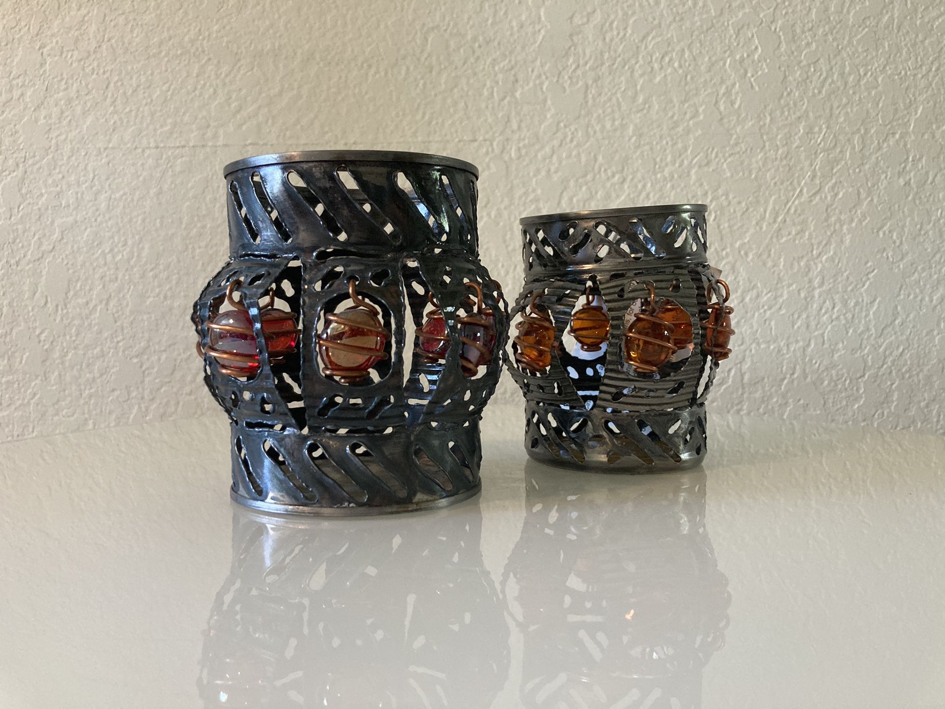 2 Up Cycled Tin Candle Holders AZ Artist