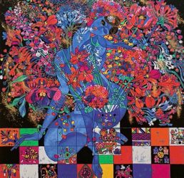 Jiang Tie Feng - Large Bouquet Serigraph
