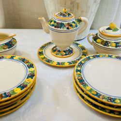 Vintage Italian Majolica Tea Set – Hand Painted