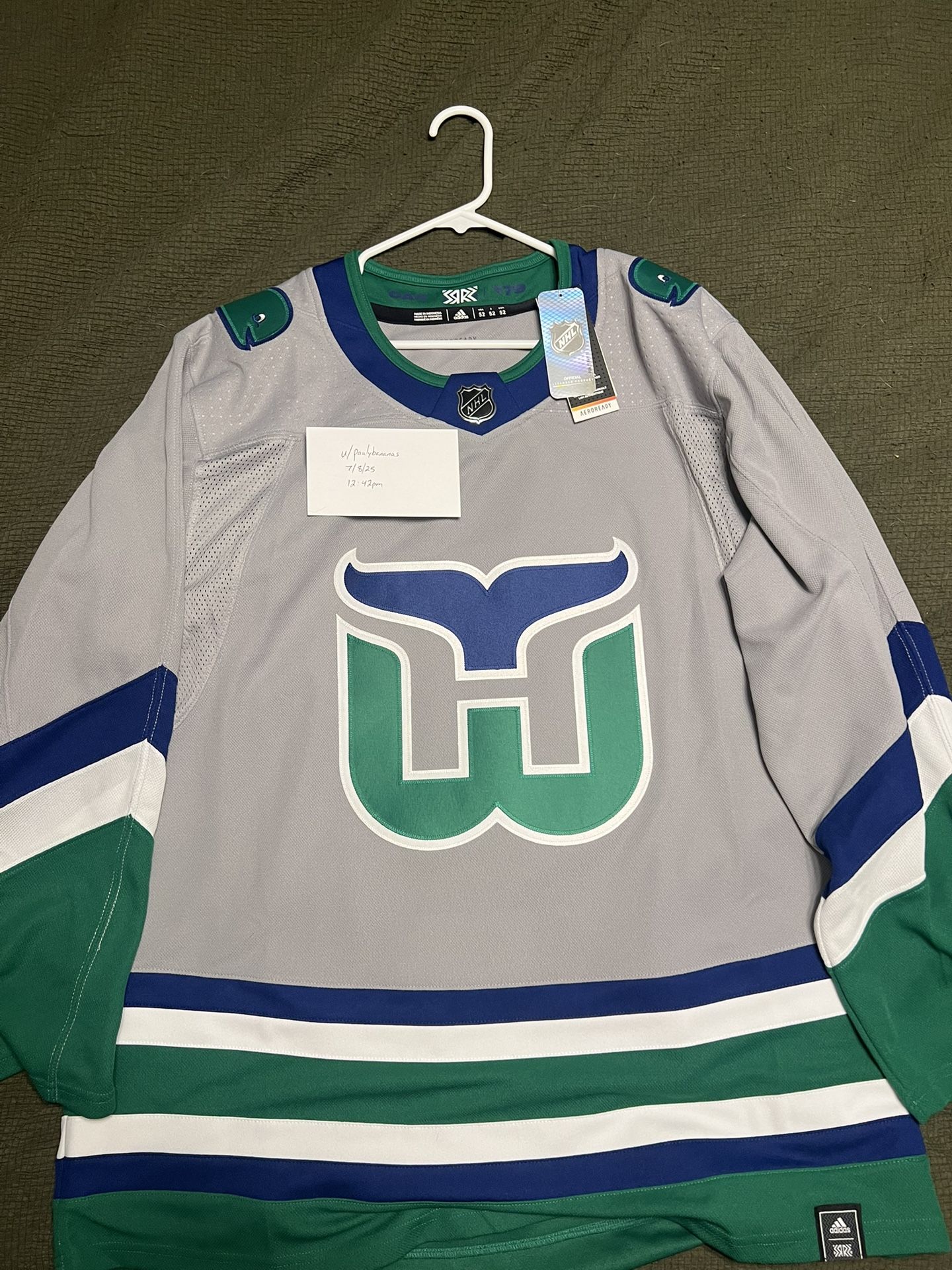Carolina Hurricanes Reverse Retro 1.0 Whalers Adidas Primegreen Jersey