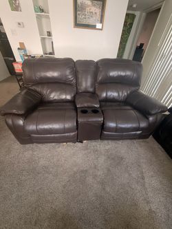 2 Piece Leather Reclining Couch OBO