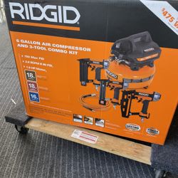 Ridgid 6 gal air compressor with nail guns/ Compresor de aire con pistola de clavos