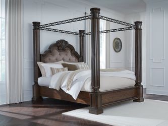 Maylee Dark Brown King Canopy Bed