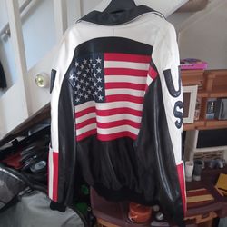 Men's leather Michael hobain North Beach size 46 leather USA jacket