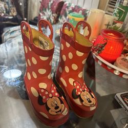 Toddler Minnie Mouse Raining ☔️ Boots / Used Still Good 