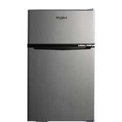 Whirlpool 3.1 cu ft Mini Refrigerator Stainless Steel WH31S1E: Energy Star Certified Dorm Fridge, Reversible Door, 2 Shelves