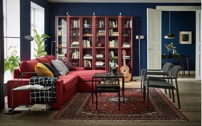 fusion Effektivt nul Billy Bookcase With Red Glass Doors Dark Red for Sale in Boston, MA -  OfferUp