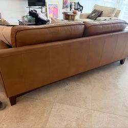 Havertys Brown Leather Sofa - 3-Seater