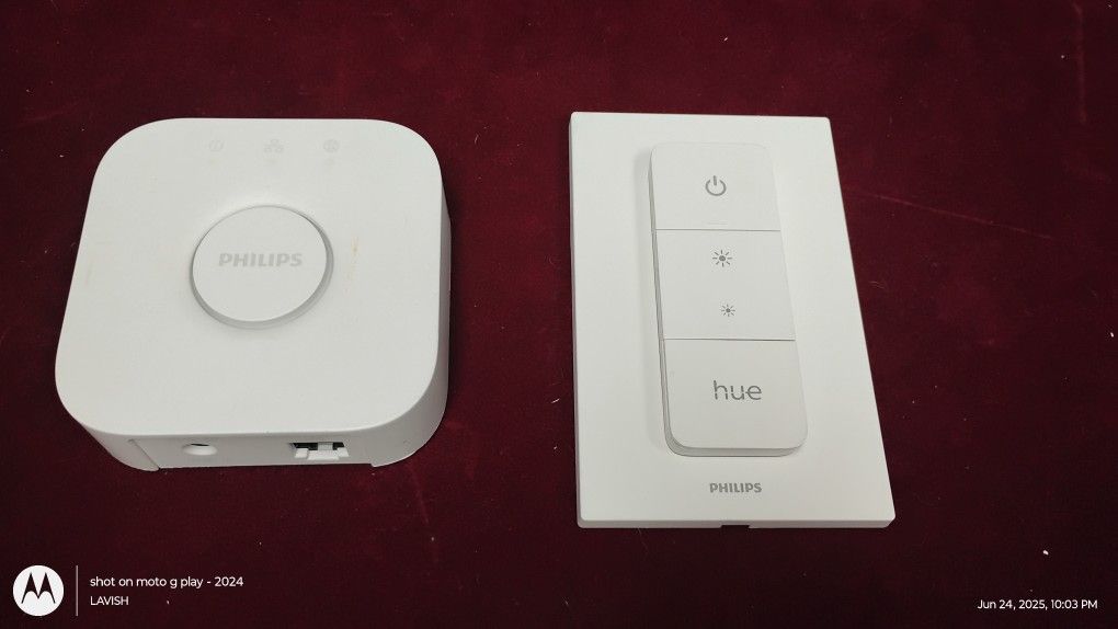 Philips Hue Hub And Cordless Wall Mount Light Dimer