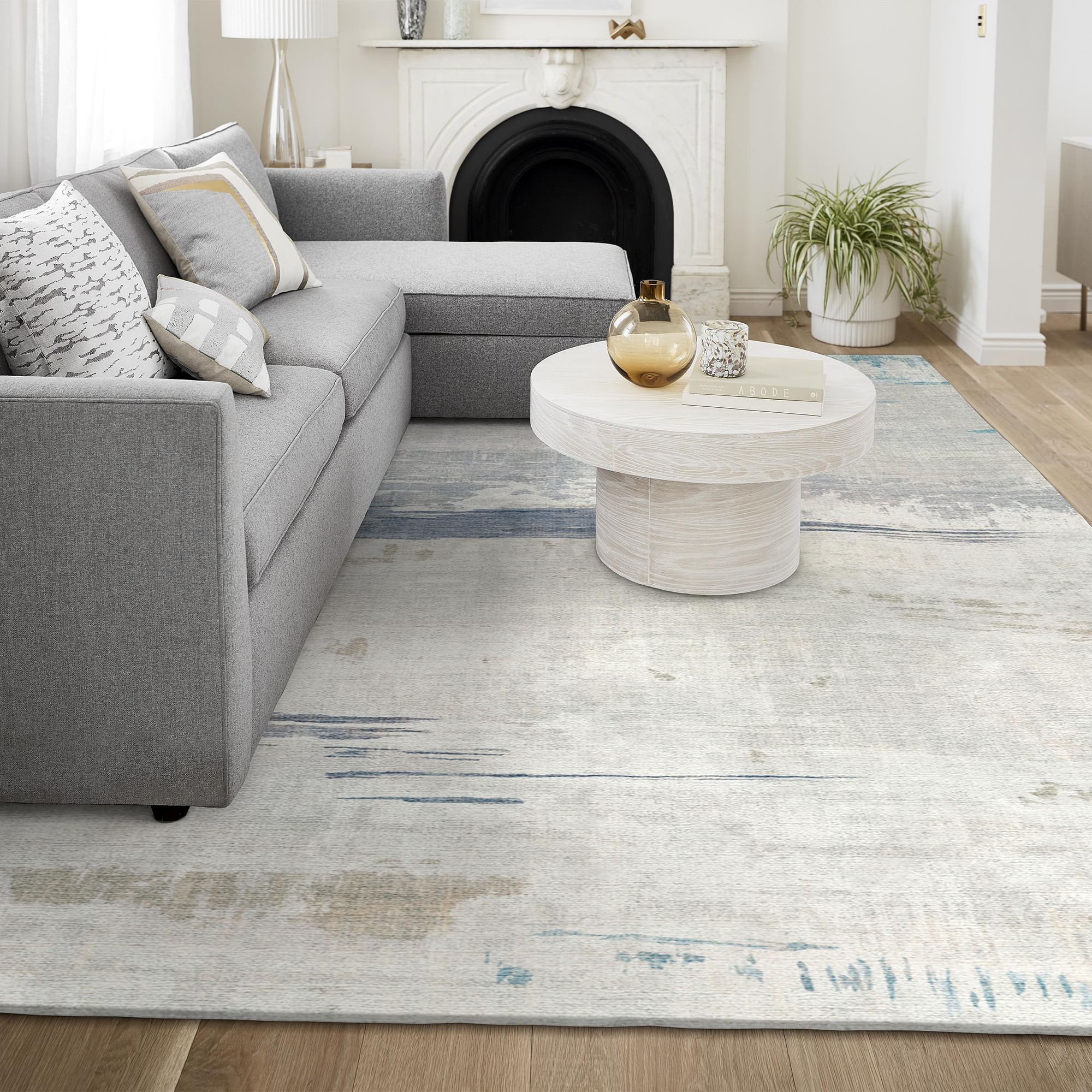 West Elm Rug - Painted Strata Kyoto Blue - Large Area Rug 8’ x 10’ - Like new