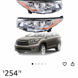 Driver and Passenger Side Headlight Assembly Replacement for 2014 2015 2016 Highlander