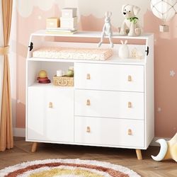FUFU&GAGA 45-in W White Freestanding -Mount Changing Table
