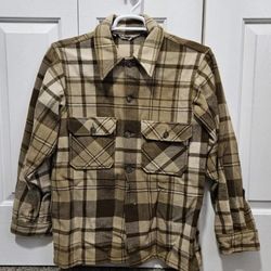 
Vintage 1970s Wimbuck Brown Plaid Wool Heavy Chore Jacket 40 XL
