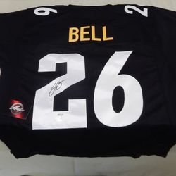 LEVEON BELL AUTOGRAPHED NFL JERSEY #26 STEELERS FOOTBALL PSA / LEAF COA