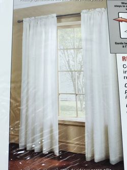 Sheer White Floral Textured Curtains
