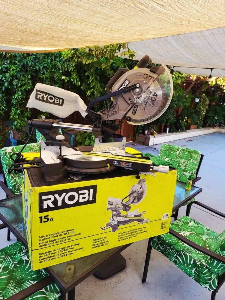 Ryobi 15 Amp 10 in. Corded Sliding Compound Miter Saw with LED Cutline Indicator