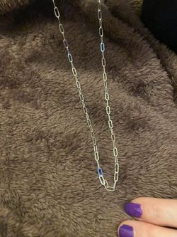 20 inch solid 925 silver paper clip necklace
