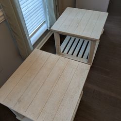 2x White Wood Side Tables 