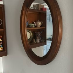 Vintage Solid Wood Oval Mirror