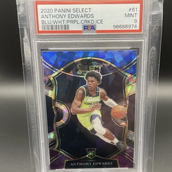 20/21 Panini Select - Anthony Edwards #61 Blue White Purple Cracked Ice - PSA 9