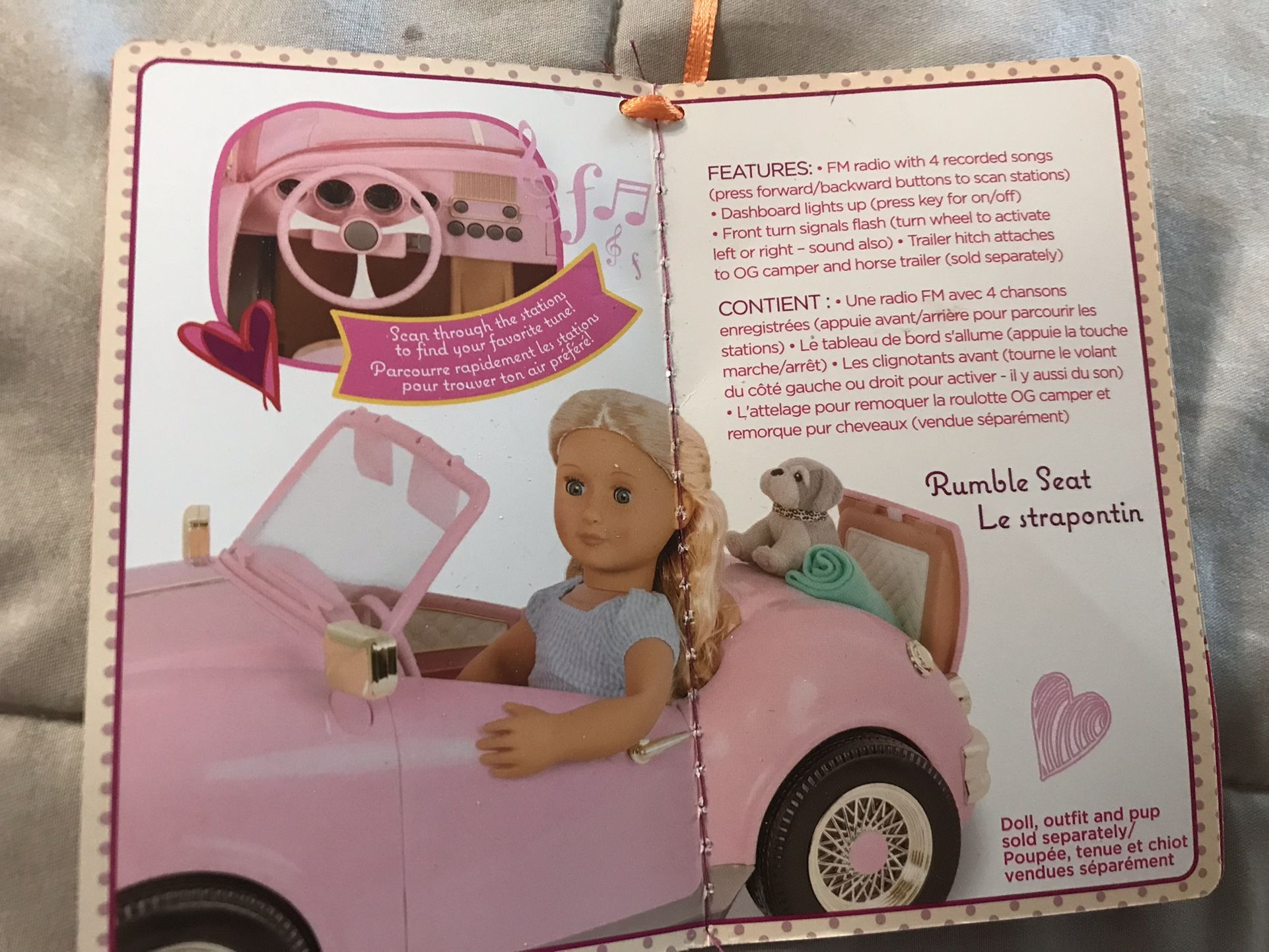 NEW IN BOX OUR GENERATION PINK CONVERTIBLE CAR FITS AMERICAN GIRL