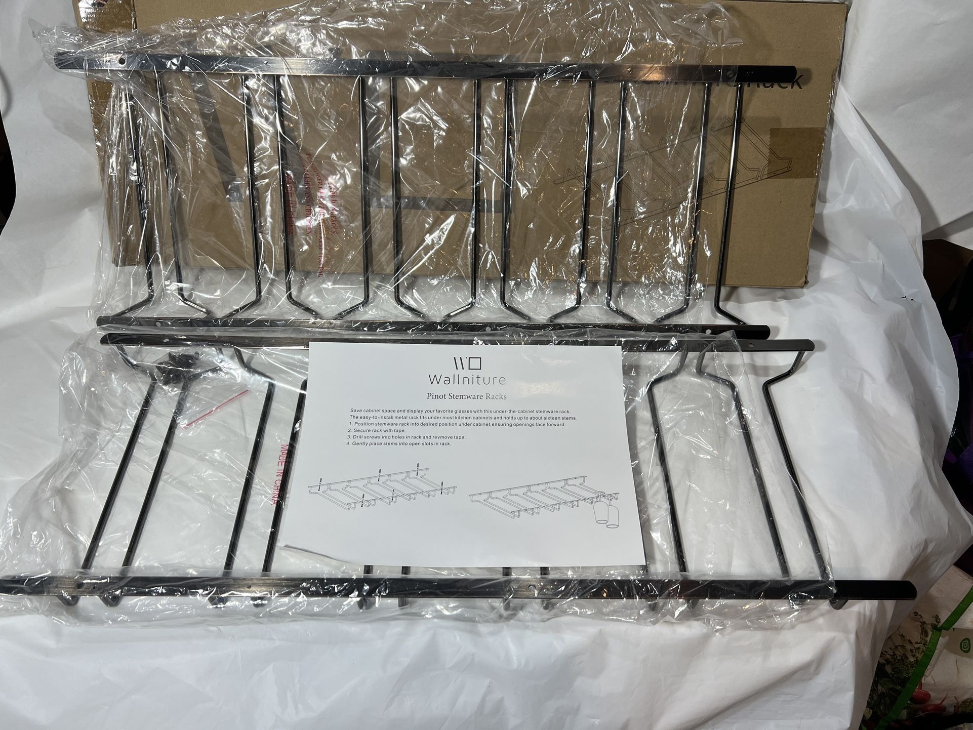 2 Pieces -  Pinot Under Cabinet Stemware Rack Wine Glasses Holder 6 Rows 26”*10” Oil Rubbed