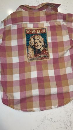 Dolly Parton checkered button down