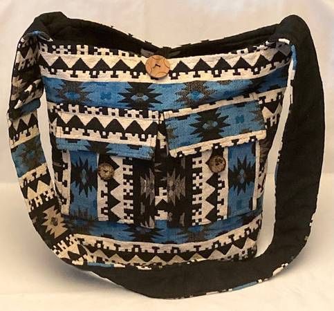Tribe Azure Handcrafted Fair Trade large shoulder or crossbody bag wide strap