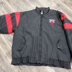 Vintage Chicago Bulls Logo 7 Zip-up Puffer Coat Adult 2XL  Official NBA Jacket