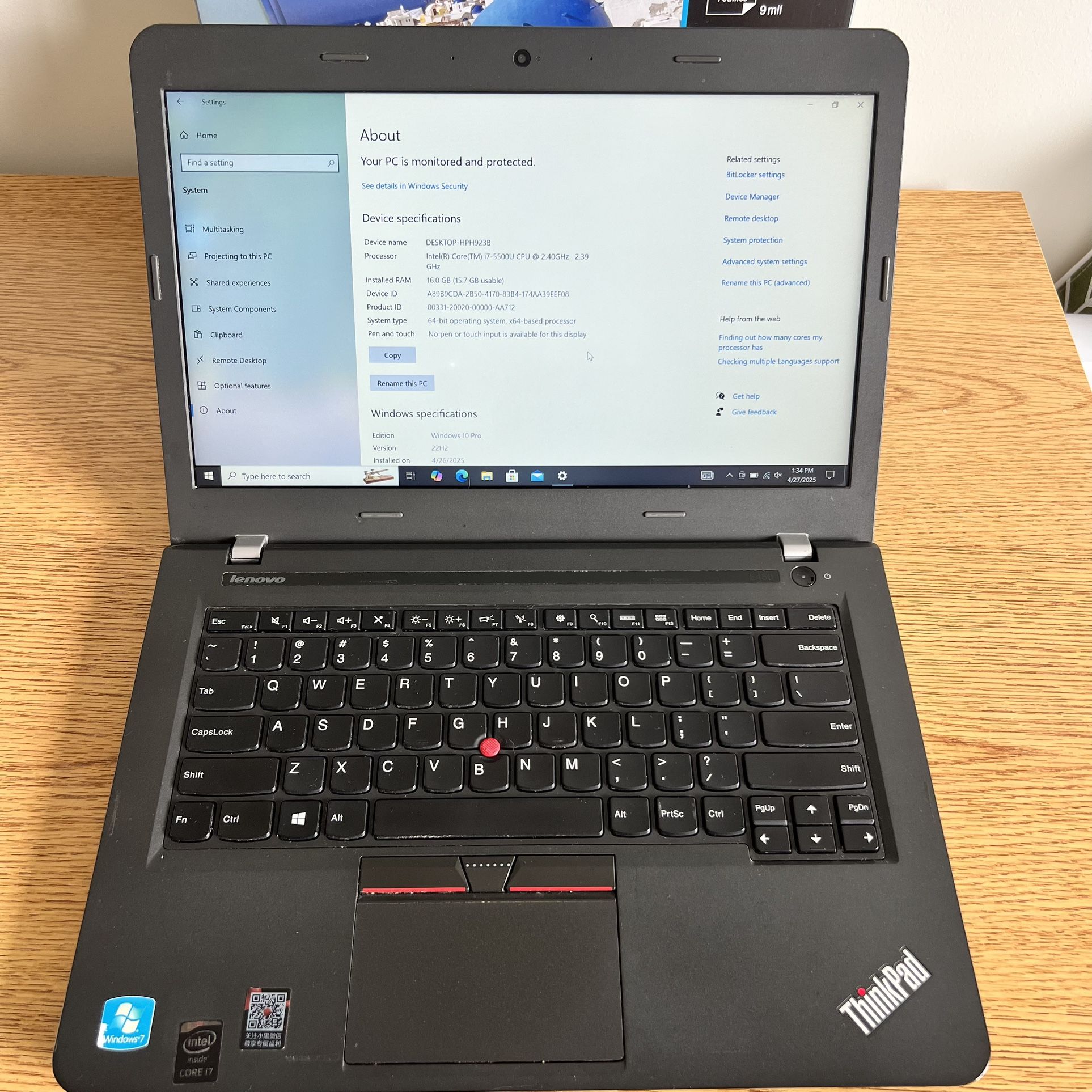Lenovo ThinkPad Laptop i7 16G RAM 500G Windows 8