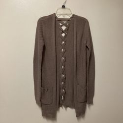 Women’s ESSENTIALS by Full Tilt 100% acrylic tan soft long sleeve open cardigan sweater… Size-XS