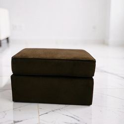 Brown Fabric Ottomans Footrest