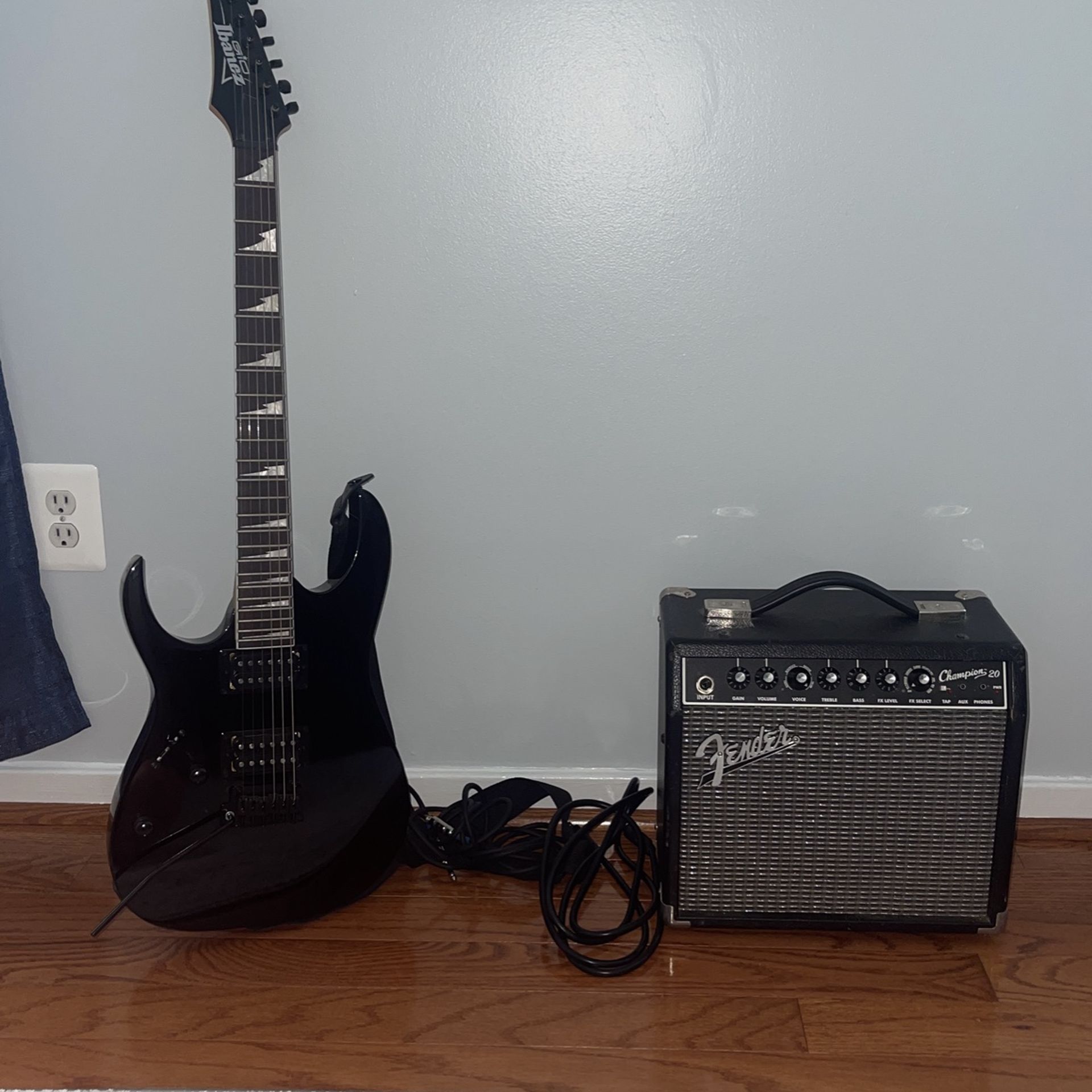 Ibanez Left-Handed Guitar, Fender Champion 20 Amp