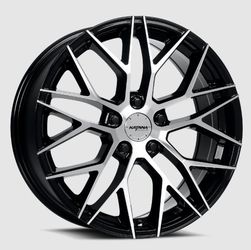KR01 GLOSSY BLACK MACHINE FACE 17X8.5 /18X8 /20X8.5 5X100/112/114.3 /108 
