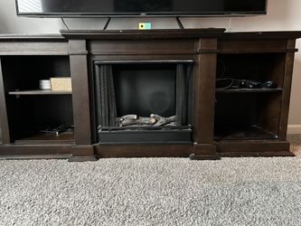 Tv stand with gel fuel fireplace
