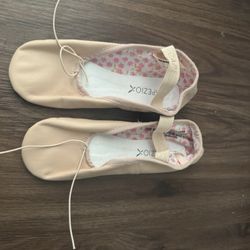 Capezio Peach Ballet Flats with Floral Lining