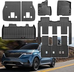 2022-2025 Kia Carnival 8 Seater Floor Mats 3 Rows & Trunk Cargo Mat #2057A BYT6