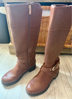 Tommy Hilfiger Brown Knee-High Riding Boots with Buckle