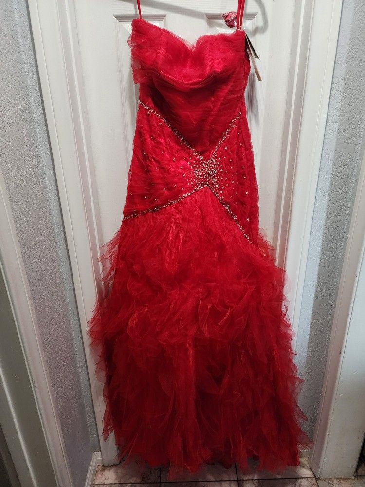 Cinderella Divine Red Beaded Ball Gown NEW