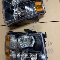 Pair LED DRL Headlights Compatible with 07-13 Chevy Silverado 1500 07-14 Silverado 2(contact info removed) HD, Black/Amber
