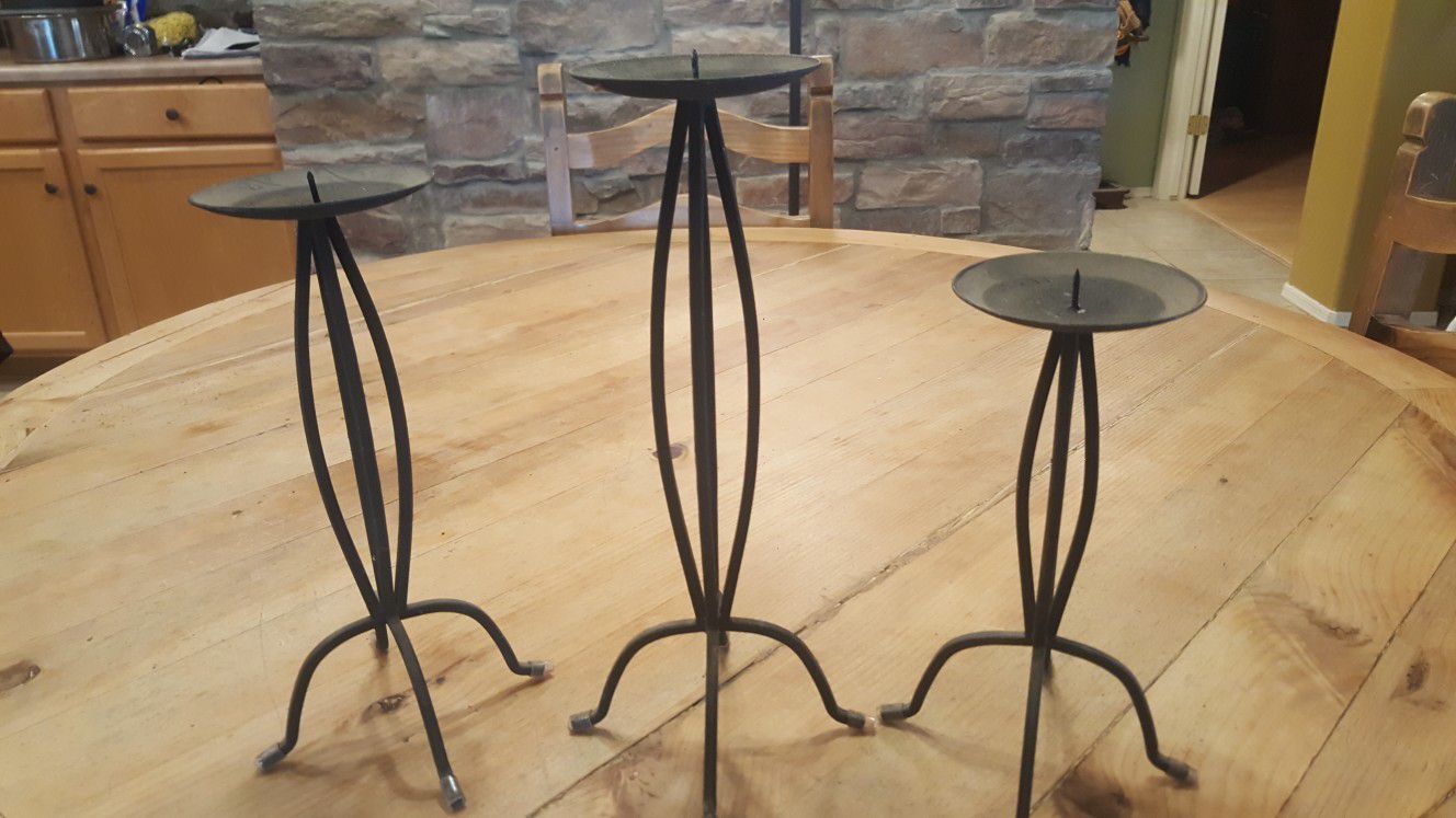 3 Iron candle holders