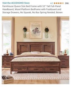 Farmhouse Queen Size Bed Frame- brand new