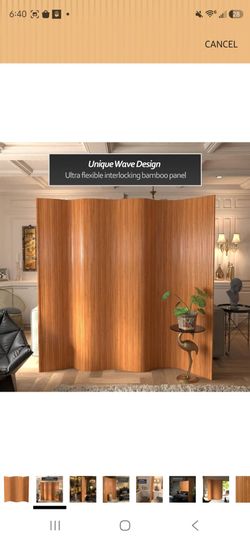 Red Lantern 7 ft. Tall Bamboo Wave Screen - Natural