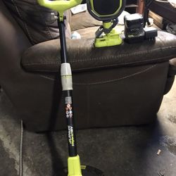 RYOBI WEED TRIMMER AND BLUE TOOTH STERIO AND CHARGER